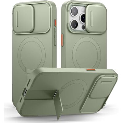 SURITCH Capa magnética compatível com iPhone 15 Pro MAX, capa de amortecimento à prova de proteção com tampa de câmara deslizante e suporte ajustável (verde) SURITCH Capa magnética compatível com iPhone 15 Pro MAX, capa de amortecimento à prova de proteção com tampa de câmara deslizante e suporte ajustável (verde)