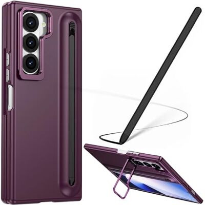 BAILI Capa para Galaxy Z Fold6 com lápis ótico, capa Fold 6 com suporte ranhura para S Pen, capa protetora de ecrã frontal para Samsung Galaxy Z Fold6 com suporte dobrável-vermelho BAILI Capa para Galaxy Z Fold6 com lápis ótico, capa Fold 6 com suporte ranhura para S Pen, capa protetora de ecrã frontal para Samsung Galaxy Z Fold6 com suporte dobrável-vermelho