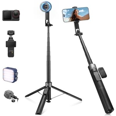 K&F CONCEPT 180 cm, tripé magnético móvel, 3 em 1, magnético + clipe + 1/4" Vara Selfie tripé magnético rotativo de 360°, compatível com iPhone 18-12 e Android, DJI OSMO Pocket 3/4, Luna Ultra -X97C6 K&F CONCEPT 180 cm, tripé magnético móvel, 3 em 1, magnético + clipe + 1/4" Vara Selfie tripé magnético rotativo de 360°, compatível com iPhone 18-12 e Android, DJI OSMO Pocket 3/4, Luna Ultra -X97C6