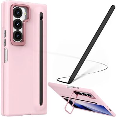 BAILI Capa para Galaxy Z Fold6 com lápis ótico, capa Fold 6 com suporte ranhura para S Pen, capa protetora de ecrã frontal para Samsung Galaxy Z Fold6 com suporte dobrável-rosa BAILI Capa para Galaxy Z Fold6 com lápis ótico, capa Fold 6 com suporte ranhura para S Pen, capa protetora de ecrã frontal para Samsung Galaxy Z Fold6 com suporte dobrável-rosa