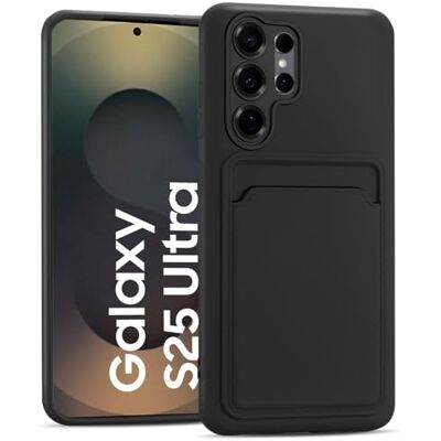 Verco Capa para Samsung Galaxy S25 Ultra Case de silicone, capa para telemóvel com porta-cartões capa fina para Samsung S25 Ultra 5G capa preto Verco Capa para Samsung Galaxy S25 Ultra Case de silicone, capa para telemóvel com porta-cartões capa fina para Samsung S25 Ultra 5G capa preto
