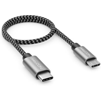 deleyCON 0,30 m cabo adaptador USB-C para micro USB 30 cm curto cabo de carregamento e dados para telemóvel smartphone tablet câmara carregador portátil, etc. preto deleyCON 0,30 m cabo adaptador USB-C para micro USB 30 cm curto cabo de carregamento e dados para telemóvel smartphone tablet câmara carregador portátil, etc. preto