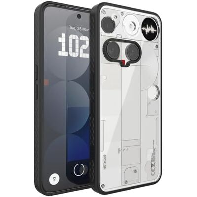 TUDIA Lução Clear Fit Designed for Nothing para telefone 3 (2025) capa resistente a impactos de TPU mate anti-amarelecimento transparente com parte traseira rígida e aderência preto mate TUDIA Lução Clear Fit Designed for Nothing para telefone 3 (2025) capa resistente a impactos de TPU mate anti-amarelecimento transparente com parte traseira rígida e aderência preto mate