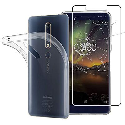 ebestStar Capa para Nokia Nokia 6 (2018), capa de silicone transparente, camada protetora TPU anti-choques, slim ultra fino, transparente vidro temperado ebestStar Capa para Nokia Nokia 6 (2018), capa de silicone transparente, camada protetora TPU anti-choques, slim ultra fino, transparente vidro temperado