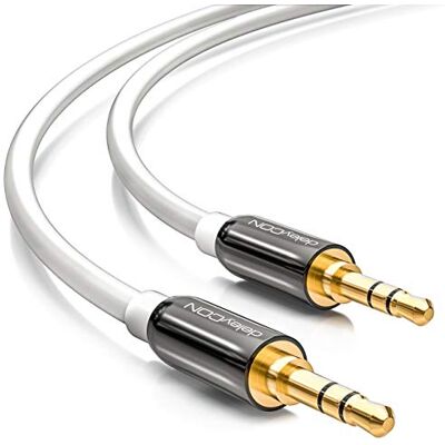 deleyCON 10 m Cable Jack 3,5 mm AUX cabo estéreo áudio conector jack reto para PC portátil telemóvel Smartphone Tablet carro recetor HiFi branco deleyCON 10 m Cable Jack 3,5 mm AUX cabo estéreo áudio conector jack reto para PC portátil telemóvel Smartphone Tablet carro recetor HiFi branco