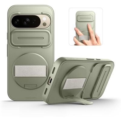 SURITCH Capa para Google Pixel 10/10 Pro com correia de mão giratória de 360° suporte para telemóvel e capa deslizante para câmara resistente e à prova de impactos, verde SURITCH Capa para Google Pixel 10/10 Pro com correia de mão giratória de 360° suporte para telemóvel e capa deslizante para câmara resistente e à prova de impactos, verde