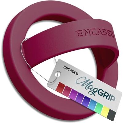 ENCASED Suporte magnético para telemóvel (compatível com MagSafe) anel fino de silicone para dedo para iPhone (Burgundy) ENCASED Suporte magnético para telemóvel (compatível com MagSafe) anel fino de silicone para dedo para iPhone (Burgundy)
