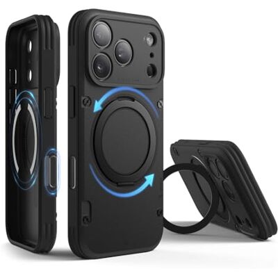 elago Capa magnética Armor com suporte de anel para iPhone 17 Pro (6,3 polegadas), compatível com MagSafe, anel rotativo de 360°, estrutura resistente anti-choques, design duradouro (preto) elago Capa magnética Armor com suporte de anel para iPhone 17 Pro (6,3 polegadas), compatível com MagSafe, anel rotativo de 360°, estrutura resistente anti-choques, design duradouro (preto)