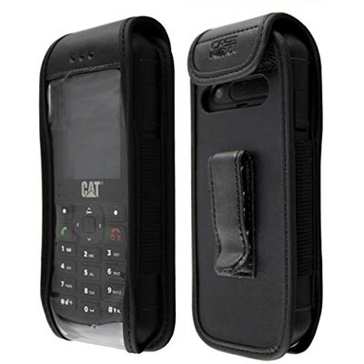 caseroxx Bolsa de couro com clipe para cinto para Cat B26, capa de couro real em preto caseroxx Bolsa de couro com clipe para cinto para Cat B26, capa de couro real em preto