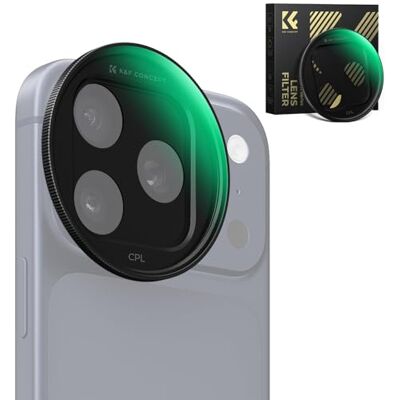 K&F CONCEPT Snap-On Filtro Polarizante CPL para iPhone 17 Pro Max/17 Pro Ultraligero 9,5g Filtro Polarizante CPL con, Vidrio AGC con Recubrimiento de 28 Capas Antirreflejo, Negro -FA301 K&F CONCEPT Snap-On Filtro Polarizante CPL para iPhone 17 Pro Max/17 Pro Ultraligero 9,5g Filtro Polarizante CPL con, Vidrio AGC con Recubrimiento de 28 Capas Antirreflejo, Negro -FA301