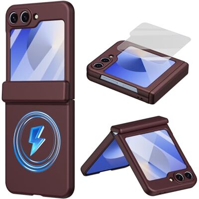 BAILI Capa magnética para Samsung Galaxy Z Flip7 FE, compatível com carregamento Magnetized Ring, proteção de dobradiça, protetor de ecrã, capa de silicone para Samsung Z Flip7 FE-vermelho BAILI Capa magnética para Samsung Galaxy Z Flip7 FE, compatível com carregamento Magnetized Ring, proteção de dobradiça, protetor de ecrã, capa de silicone para Samsung Z Flip7 FE-vermelho