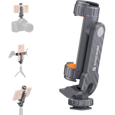 SYNCWIRE Adaptador de tripé para smartphone, suporte móvel com tripé com 2 sapatos frios, base combinada com parafuso de 1/4" e suporte de fixação fria, rotação de 360°, suporte de câmara SYNCWIRE Adaptador de tripé para smartphone, suporte móvel com tripé com 2 sapatos frios, base combinada com parafuso de 1/4" e suporte de fixação fria, rotação de 360°, suporte de câmara