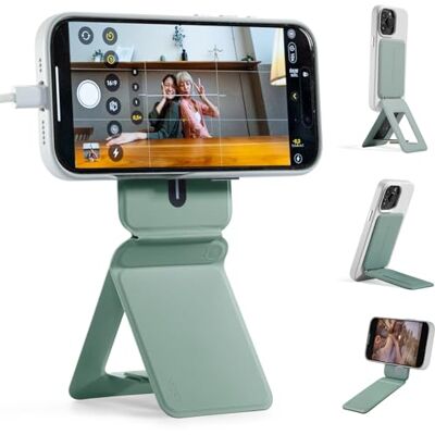 MOFT Tripé telemóvel para iPhone 17/16/15/14/13/12 séries, tripé universal invisível suporte para telefone com 3 modos para auto-vlogging, navegação, fotografia macro, videochamada, verde lago MOFT Tripé telemóvel para iPhone 17/16/15/14/13/12 séries, tripé universal invisível suporte para telefone com 3 modos para auto-vlogging, navegação, fotografia macro, videochamada, verde lago