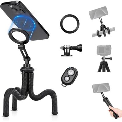 K&F CONCEPT Tripé magnético flexível para telemóvel Suporte portátil compatível com iPhone, Android e câmaras de ação, mudança de quadro rápido -MS36 K&F CONCEPT Tripé magnético flexível para telemóvel Suporte portátil compatível com iPhone, Android e câmaras de ação, mudança de quadro rápido -MS36