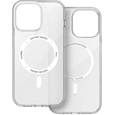 Native Union (Re Clear Case Capa transparente anti-amarelecimento compatível com MagSafe Materiais reciclados ultra resistente com proteção antiquedas de grau militar para iPhone 15 Pro MAX Native Union (Re Clear Case Capa transparente anti-amarelecimento compatível com MagSafe Materiais reciclados ultra resistente com proteção antiquedas de grau militar para iPhone 15 Pro MAX
