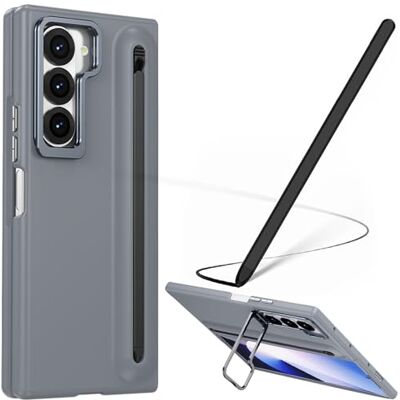 BAILI Capa para Galaxy Z Fold6 com lápis ótico, capa Fold 6 com suporte ranhura para S Pen, capa protetora de ecrã frontal para Samsung Galaxy Z Fold6 com suporte dobrável cinzento BAILI Capa para Galaxy Z Fold6 com lápis ótico, capa Fold 6 com suporte ranhura para S Pen, capa protetora de ecrã frontal para Samsung Galaxy Z Fold6 com suporte dobrável cinzento