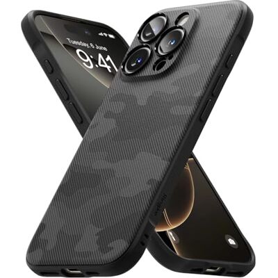 Ringke Onyx Capa para iPhone 16 Pro Max, sente-se bem na mão, resistente a óleo e sujidade, cortes individuais para a câmara camuflagem preta Ringke Onyx Capa para iPhone 16 Pro Max, sente-se bem na mão, resistente a óleo e sujidade, cortes individuais para a câmara camuflagem preta