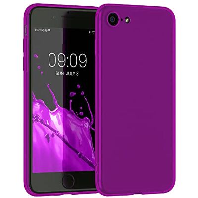 kwmobile Capa para Apple iPhone SE (2022/2020) / 8/7 capa ultra fina de TPU e silicone com bordas elevadas anti-quedas violeta néon kwmobile Capa para Apple iPhone SE (2022/2020) / 8/7 capa ultra fina de TPU e silicone com bordas elevadas anti-quedas violeta néon