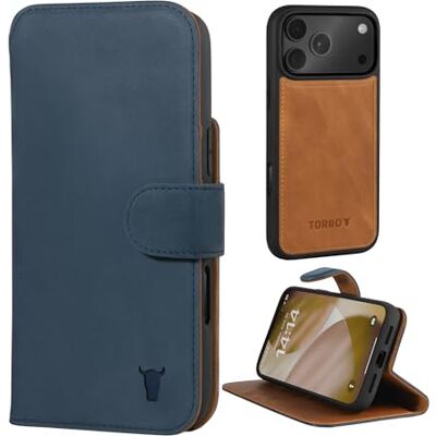 TORRO Funda de Piel 2en1 para iPhone 18 Pro MAX y 17 Pro MAX, Azul Nobuk Cuero Premium, Funda de Cartera Desmontable, Ranuras para Tarjetas, Soporte, Compatible con Cargadores MagSafe Oficiales TORRO Funda de Piel 2en1 para iPhone 18 Pro MAX y 17 Pro MAX, Azul Nobuk Cuero Premium, Funda de Cartera Desmontable, Ranuras para Tarjetas, Soporte, Compatible con Cargadores MagSafe Oficiales