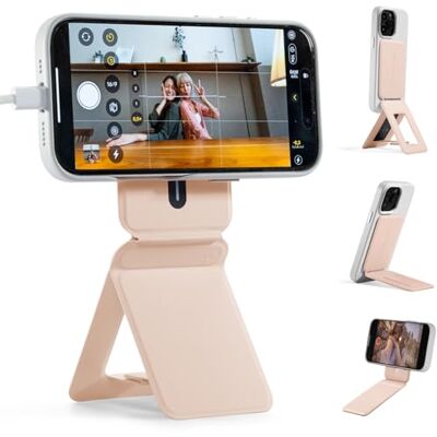 MOFT Tripé telemóvel para iPhone 17/16/15/14/13/12 séries, tripé universal invisível suporte para telefone com 3 modos para auto-vlogging, navegação, fotografia macro, videochamada, pêssego rosa MOFT Tripé telemóvel para iPhone 17/16/15/14/13/12 séries, tripé universal invisível suporte para telefone com 3 modos para auto-vlogging, navegação, fotografia macro, videochamada, pêssego rosa