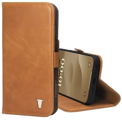 TORRO Capa compatível com iPhone 15 Pro capa tipo carteira de couro premium com suporte e ranhuras para cartões castanho claro TORRO Capa compatível com iPhone 15 Pro capa tipo carteira de couro premium com suporte e ranhuras para cartões castanho claro