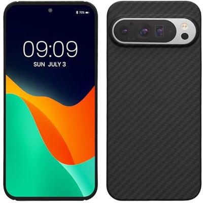 kalibri Capa compatível com Google Pixel 9 Pro XL, capa protetora de aramida para telemóvel Cover preto mate kalibri Capa compatível com Google Pixel 9 Pro XL, capa protetora de aramida para telemóvel Cover preto mate