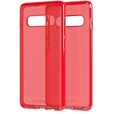 tech21 Tech 21 Capa protetora para Samsung Galaxy S10 com design fino com FlexShock EVO Check vermelho brilhante tech21 Tech 21 Capa protetora para Samsung Galaxy S10 com design fino com FlexShock EVO Check vermelho brilhante