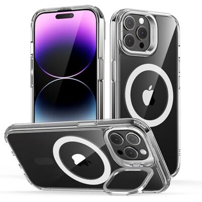 ESR Capa para iPhone 14 Pro MAX, Compatível com MagSafe, capa magnética clássica Kickstand com HaloLock, proteção de grau militar, suporte anel integrado, resistente a riscos, transparente Antiamarilleo duradero, Soporte cámara, Compatible con MagSafe, ESR Capa para iPhone 14 Pro MAX, Compatível com MagSafe, capa magnética clássica Kickstand com HaloLock, proteção de grau militar, suporte anel integrado, resistente a riscos, transparente Antiamarilleo duradero, Soporte cámara, Compatible con MagSafe,