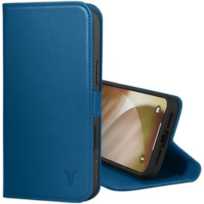 TORRO Capa de couro compatível com iPhone 17 Pro MAX 6,9" 2025 capa de couro premium tipo carteira com suporte e ranhuras para cartões (compatível com carregadores MagSafe oficiais) azul TORRO Capa de couro compatível com iPhone 17 Pro MAX 6,9" 2025 capa de couro premium tipo carteira com suporte e ranhuras para cartões (compatível com carregadores MagSafe oficiais) azul