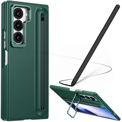 BAILI Capa para Galaxy Z Fold6 com lápis ótico, capa Fold 6 com suporte ranhura para S Pen, capa protetora de ecrã frontal para Samsung Galaxy Z Fold6 com suporte dobrável-verde BAILI Capa para Galaxy Z Fold6 com lápis ótico, capa Fold 6 com suporte ranhura para S Pen, capa protetora de ecrã frontal para Samsung Galaxy Z Fold6 com suporte dobrável-verde
