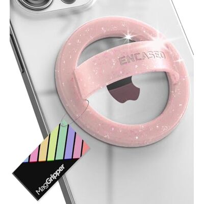 ENCASED Suporte magnético para telemóvel (compatível com MagSafe) anel de silicone fino para iPhone (purpurina rosa) ENCASED Suporte magnético para telemóvel (compatível com MagSafe) anel de silicone fino para iPhone (purpurina rosa)