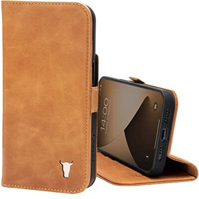 TORRO Capa compatível com iPhone 12 e iPhone 12 Pro capa tipo carteira de couro premium com suporte e ranhuras para cartões (castanho claro) TORRO Capa compatível com iPhone 12 e iPhone 12 Pro capa tipo carteira de couro premium com suporte e ranhuras para cartões (castanho claro)