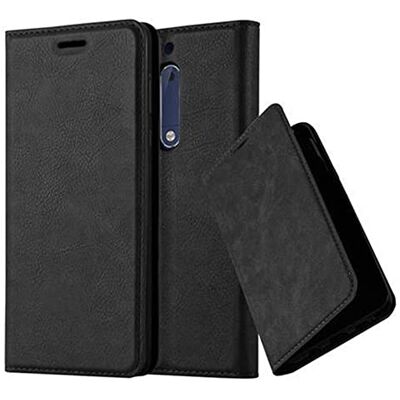 Cadorabo Capa livro para Nokia 5 2017 em preto antracite capa proteção com fecho magnético, porta-cartões e função de suporte capa Etui Case Cover capa Cadorabo Capa livro para Nokia 5 2017 em preto antracite capa proteção com fecho magnético, porta-cartões e função de suporte capa Etui Case Cover capa