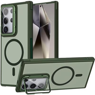 Verco Para Samsung Galaxy S24 Ultra capa magnética, capa transparente com borda de cor para acessórios MagSafe, compatível com Samsung Galaxy S24 Ultra (6,8 polegadas), verde Verco Para Samsung Galaxy S24 Ultra capa magnética, capa transparente com borda de cor para acessórios MagSafe, compatível com Samsung Galaxy S24 Ultra (6,8 polegadas), verde