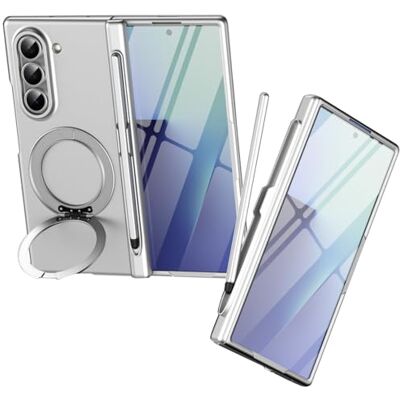 BAILI Magnetic Ring magnético para a capa Samsung Z Fold 5, suporte giratório dobrável, protetor de ecrã frontal, capa para Samsung Galaxy Z Fold5 com lápis tátil prateado BAILI Magnetic Ring magnético para a capa Samsung Z Fold 5, suporte giratório dobrável, protetor de ecrã frontal, capa para Samsung Galaxy Z Fold5 com lápis tátil prateado