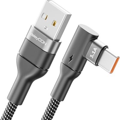 deleyCON 1,5 m Cabo USB C 90 ° USB-A para USB-C cabo de carregamento e dados codado para iPhone 17 16 15 Pro Max Air Galaxy A16 A56 S25 S24 S23 Pixel AirPods portátil PS5 deleyCON 1,5 m Cabo USB C 90 ° USB-A para USB-C cabo de carregamento e dados codado para iPhone 17 16 15 Pro Max Air Galaxy A16 A56 S25 S24 S23 Pixel AirPods portátil PS5