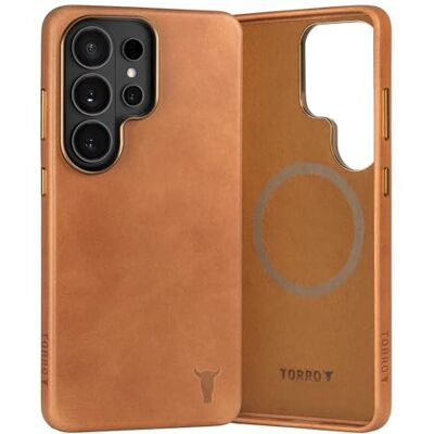 TORRO Capa compatível com Samsung Galaxy S26 Ultra 5G 2026 capa fina de couro premium com carregamento MagSafe (castanho claro) TORRO Capa compatível com Samsung Galaxy S26 Ultra 5G 2026 capa fina de couro premium com carregamento MagSafe (castanho claro)