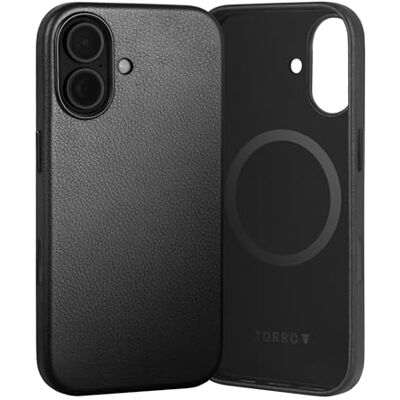TORRO Capa de pele fina para iPhone 17, preto Couro premium, capa Bumper fina, compatível com MagSafe, botão de controlo da câmara de vidro TORRO Capa de pele fina para iPhone 17, preto Couro premium, capa Bumper fina, compatível com MagSafe, botão de controlo da câmara de vidro