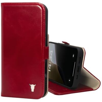 TORRO Capa compatível com iPhone 16 capa tipo carteira de couro premium com suporte e ranhuras para cartões (compatível com carregadores MagSafe oficiais) vermelho TORRO Capa compatível com iPhone 16 capa tipo carteira de couro premium com suporte e ranhuras para cartões (compatível com carregadores MagSafe oficiais) vermelho