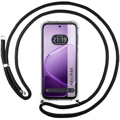 Tumundosmartphone Capa pendente transparente para OPPO A6x/A6k com cordão preto Tumundosmartphone Capa pendente transparente para OPPO A6x/A6k com cordão preto