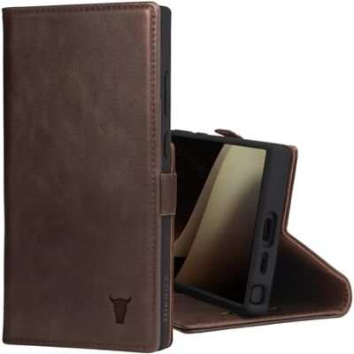 TORRO Capa compatível com Samsung Galaxy S24 Ultra 5G capa tipo carteira de couro premium com suporte e ranhuras para cartões (castanho escuro) TORRO Capa compatível com Samsung Galaxy S24 Ultra 5G capa tipo carteira de couro premium com suporte e ranhuras para cartões (castanho escuro)
