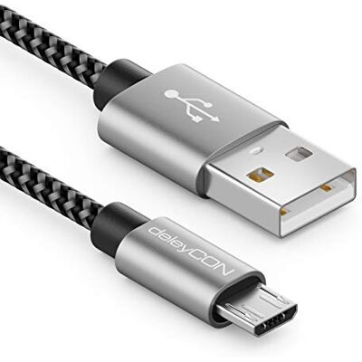 deleyCON 1m Cable Micro USB de Nailon Cable de Carga y Datos con Conectores Metálicos Cargar y Sincronizar Móvil Smartphone Tablet deleyCON 1m Cable Micro USB de Nailon Cable de Carga y Datos con Conectores Metálicos Cargar y Sincronizar Móvil Smartphone Tablet