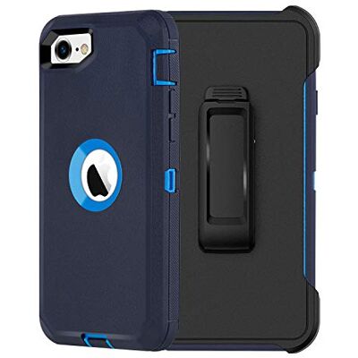 AICase Capa para iPhone se 2020, iPhone 8/7, Capa de proteção contra impactos, capa para Apple iPhone se 2020, iPhone 7/8 (azul escuro (com clipe de cinto)) AICase Capa para iPhone se 2020, iPhone 8/7, Capa de proteção contra impactos, capa para Apple iPhone se 2020, iPhone 7/8 (azul escuro (com clipe de cinto))
