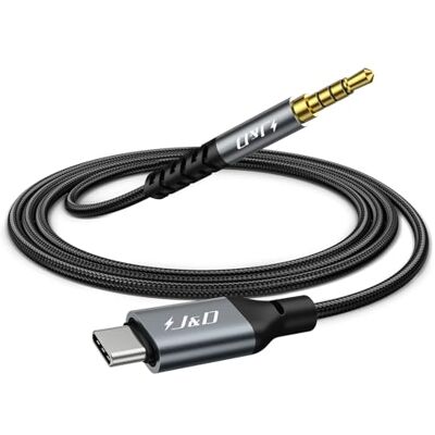 J&D Adaptador de áudio USB C de 3,5 mm, cabo USB C a TRRS para auriculares estéreo de carro compatível com iPhone 15/16 e Galaxy S24/S23, 3 m J&D Adaptador de áudio USB C de 3,5 mm, cabo USB C a TRRS para auriculares estéreo de carro compatível com iPhone 15/16 e Galaxy S24/S23, 3 m
