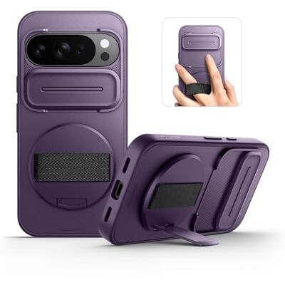 SURITCH Capa para Google Pixel 10/10 Pro com correia de mão giratória de 360° suporte para telemóvel e capa deslizante para câmara resistente e à prova de impactos, roxo SURITCH Capa para Google Pixel 10/10 Pro com correia de mão giratória de 360° suporte para telemóvel e capa deslizante para câmara resistente e à prova de impactos, roxo