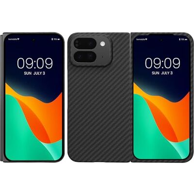 kalibri Capa compatível com Google Pixel 10 Pro Fold capa protetora de aramida para telemóvel, Cover preto mate kalibri Capa compatível com Google Pixel 10 Pro Fold capa protetora de aramida para telemóvel, Cover preto mate