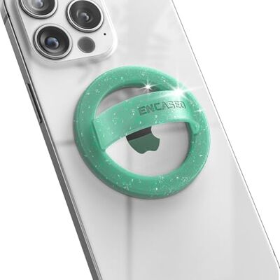 ENCASED Suporte magnético para telemóvel com aderência (compatível com MagSafe) anel fino de silicone para dedo para iPhone (Mint Glitter) ENCASED Suporte magnético para telemóvel com aderência (compatível com MagSafe) anel fino de silicone para dedo para iPhone (Mint Glitter)