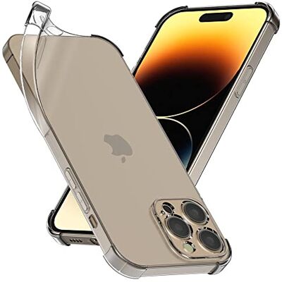 ebestStar Capa para iPhone 14 Pro MAX Apple, capa de silicone transparente, camada protetora TPU anti-choques, bordas reforçadas, transparente ebestStar Capa para iPhone 14 Pro MAX Apple, capa de silicone transparente, camada protetora TPU anti-choques, bordas reforçadas, transparente