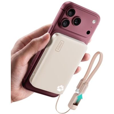 INIU Power Bank compacto para MagSafe, 10000 mAh certificação Qi2.2 sem fios 25 W e USB C 45 W carregamento rápido bateria externa, magnética essencial de viagem para iPhone série 17-12, laranja INIU Power Bank compacto para MagSafe, 10000 mAh certificação Qi2.2 sem fios 25 W e USB C 45 W carregamento rápido bateria externa, magnética essencial de viagem para iPhone série 17-12, laranja
