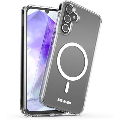 ENCASED Capa magnética projetada para Samsung Galaxy A55 5G (compatível com MagSafe e acessórios), capa de telemóvel com carregamento sem fios (transparente) ENCASED Capa magnética projetada para Samsung Galaxy A55 5G (compatível com MagSafe e acessórios), capa de telemóvel com carregamento sem fios (transparente)